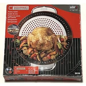 Weber 8838 Poultry Roaster Gourmet Barbecue System Chicken Veggies insert 2 in 1